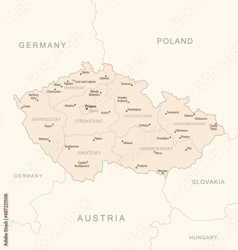 Czech Republic - detailed map with administrative divisions country.