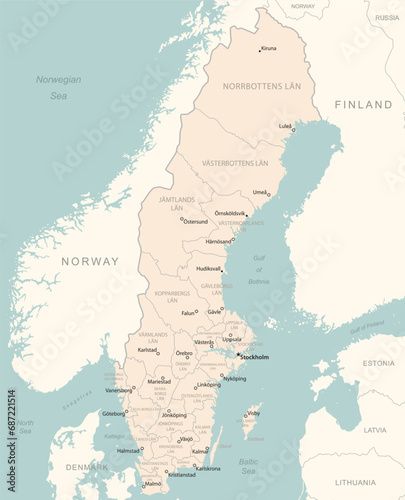 Sweden - detailed map with administrative divisions country.