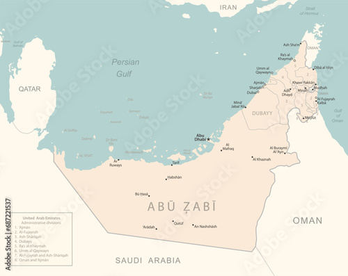 United Arab Emirates - detailed map with administrative divisions country. photo