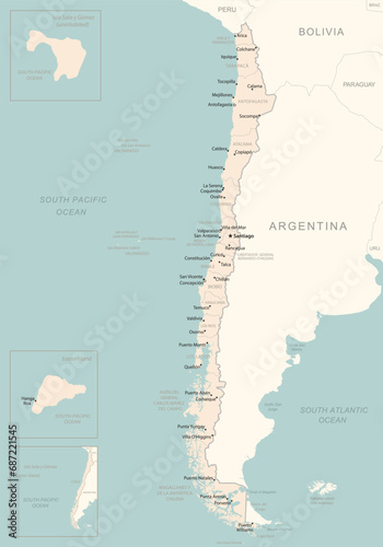 Chile - detailed map with administrative divisions country.