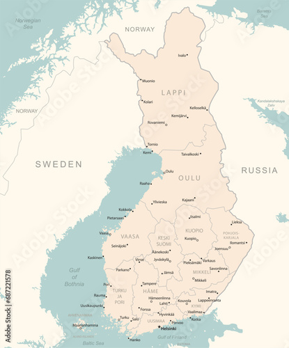 Finland - detailed map with administrative divisions country.