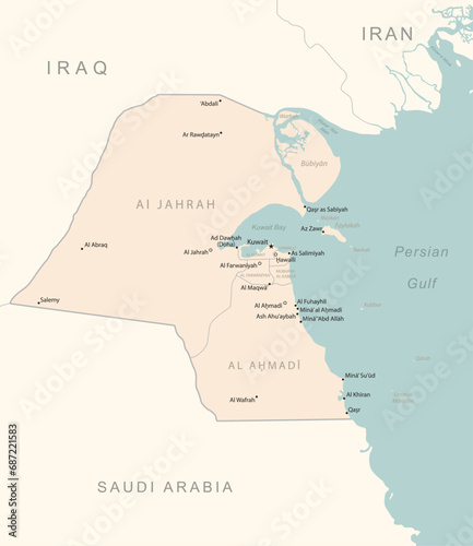 Kuwait - detailed map with administrative divisions country.