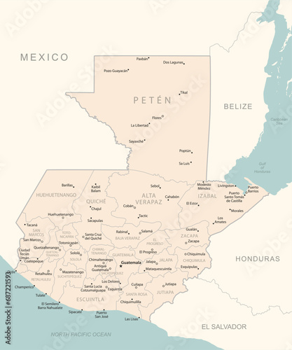 Guatemala - detailed map with administrative divisions country.