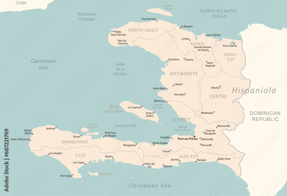 Haiti - detailed map with administrative divisions country.