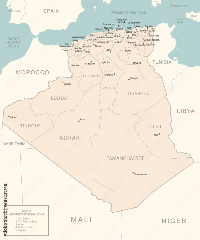 Algeria - detailed map with administrative divisions country.