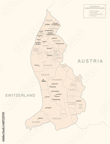 Liechtenstein - detailed map with administrative divisions country. photo