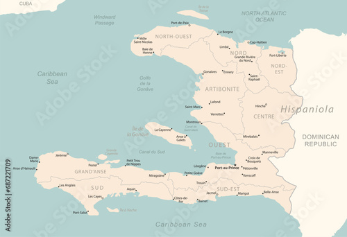 Bilde på lerret Haiti - detailed map with administrative divisions country.
