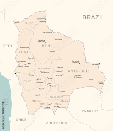 Bolivia - detailed map with administrative divisions country.