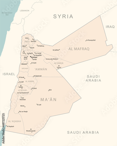 Jordan - detailed map with administrative divisions country.