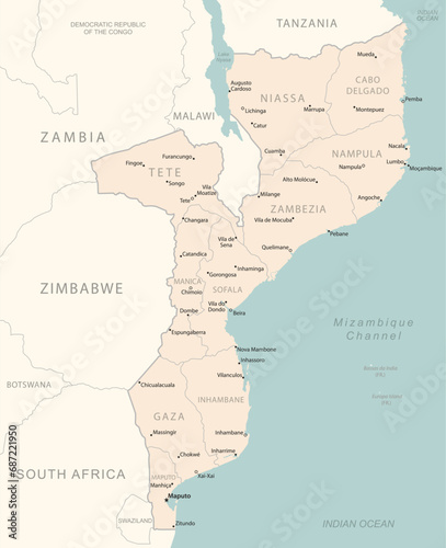 Mozambique - detailed map with administrative divisions country.