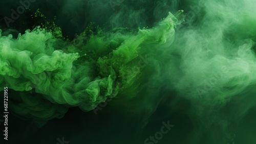 abstract horizontal view of green smoke AI generated photo