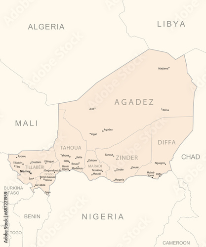 Niger - detailed map with administrative divisions country.