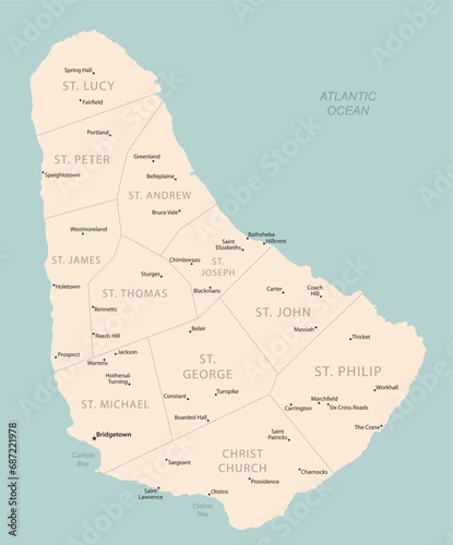 Barbados - detailed map with administrative divisions country.