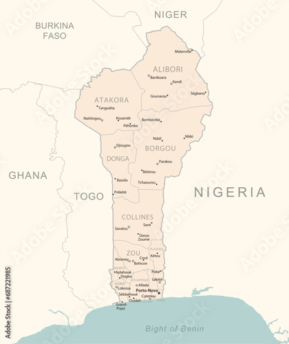 Benin - detailed map with administrative divisions country.
