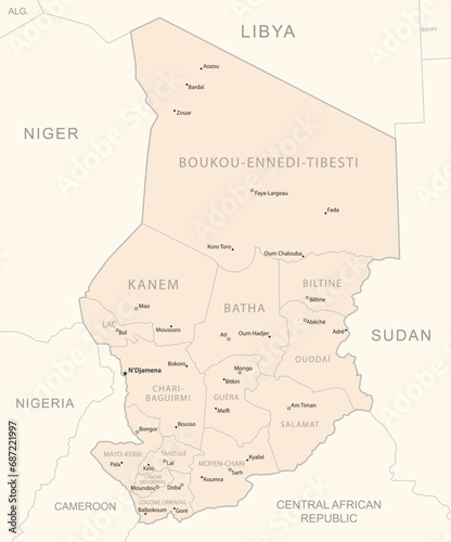 Chad - detailed map with administrative divisions country.