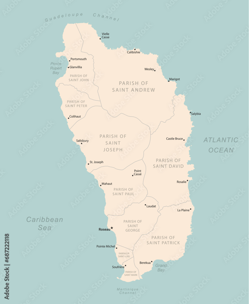 Obraz premium Dominica - detailed map with administrative divisions country.