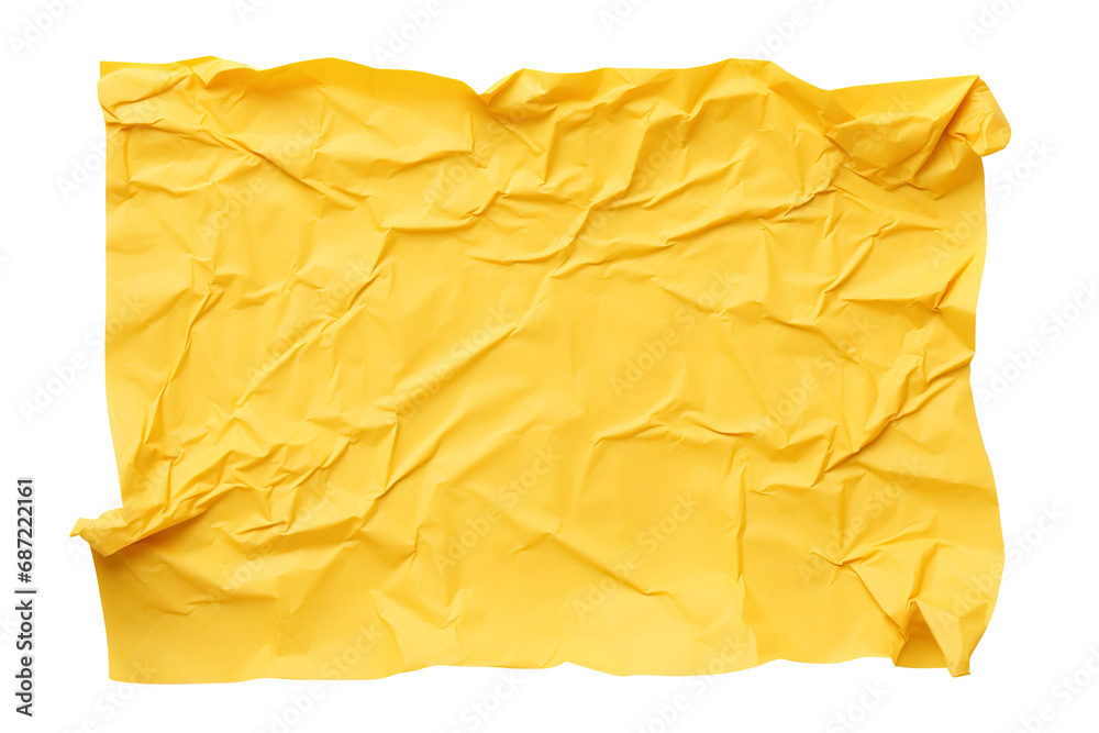Obraz premium yellow sticky note wrinkled isolated on transparent background Remove png, Clipping Path, pen tool