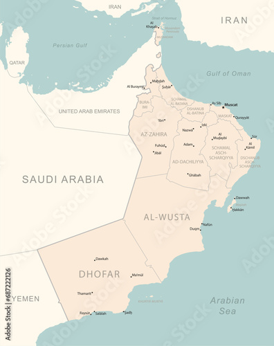 Oman - detailed map with administrative divisions country. photo