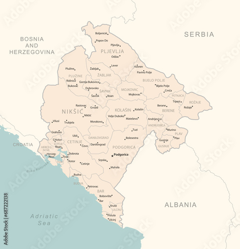 Montenegro - detailed map with administrative divisions country.