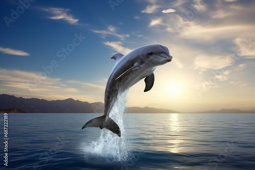 Dolphin jumping out of the water photo