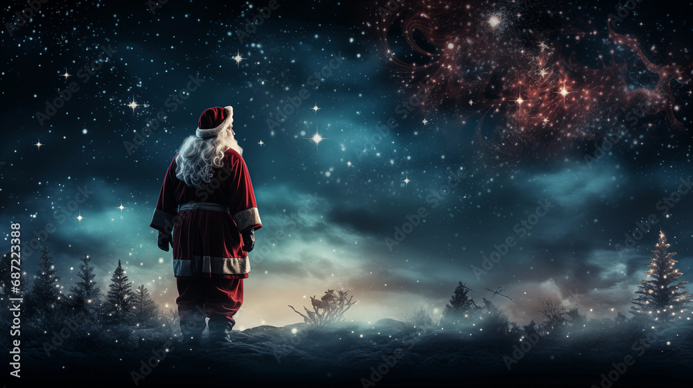 santa claus on his reindeer traveling in the snow, in the style of photo-realistic landscapes, created by ai santa claus on his reindeer traveling in the snow, in the style of photo-realistic landscapes, created by ai