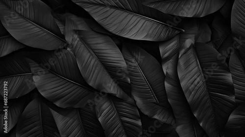 Abstract Texture of dark black leaves for tropical leaf background © FutureStock