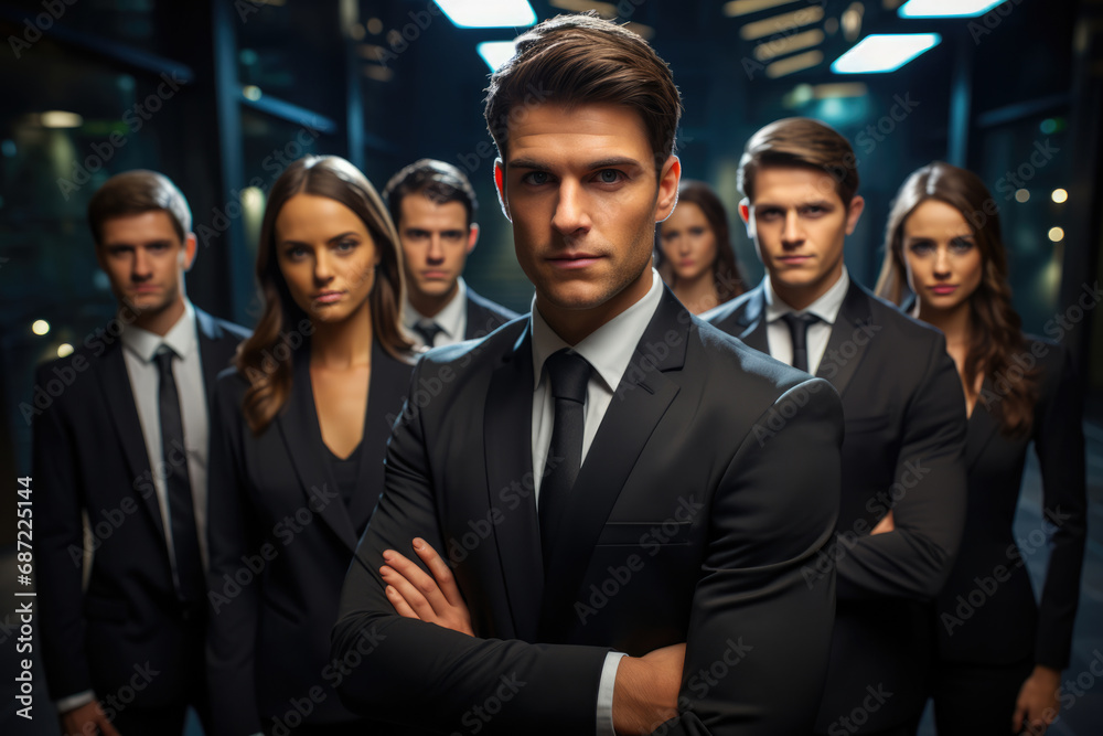 Group of young successful businessmen in the office Group of young successful businessmen in the office
