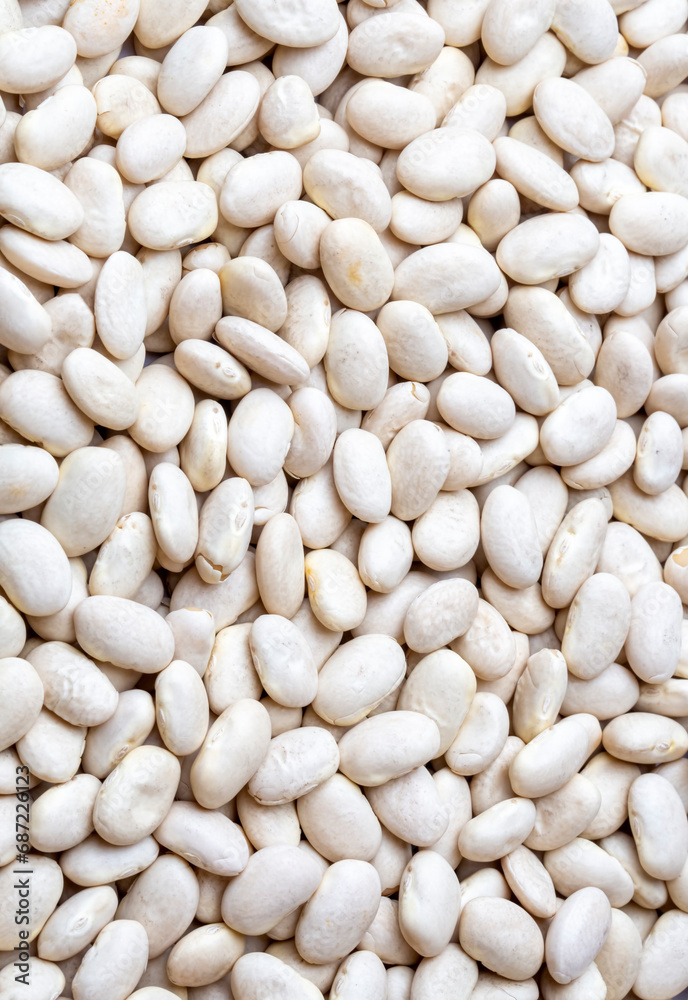 White haricot beans on the white background White haricot beans on the white background