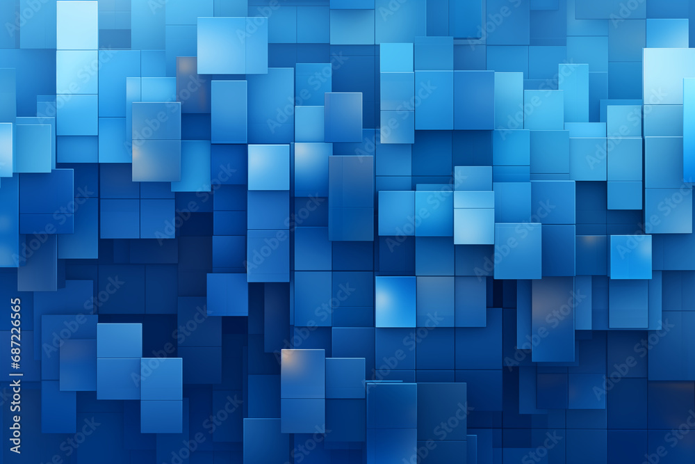 Blue blocks abstract shiny cubes background with blue squares and rectangles shape illustration