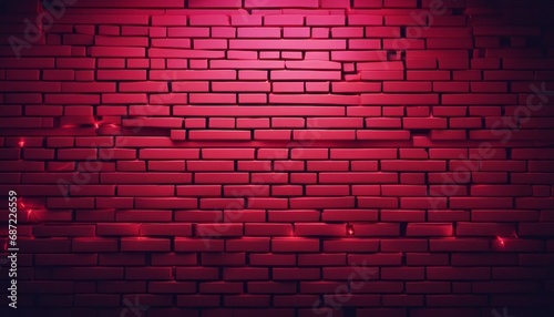 Neon light on brick walls that are not plastered background and texture.