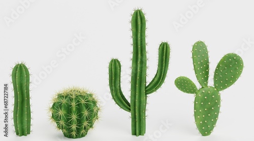 Wallpaper Mural Realistic 3D Render of Cactuses Set Torontodigital.ca