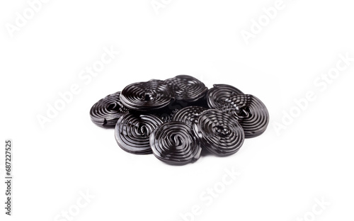 Licorice candy wheels on wh...