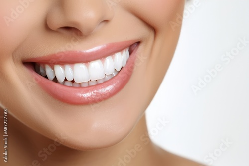 A Close-Up of a Woman s Smile with White Teeth