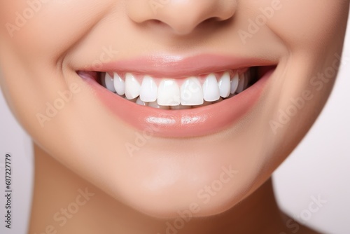 A Close-Up of a Woman's Smile with White Teeth