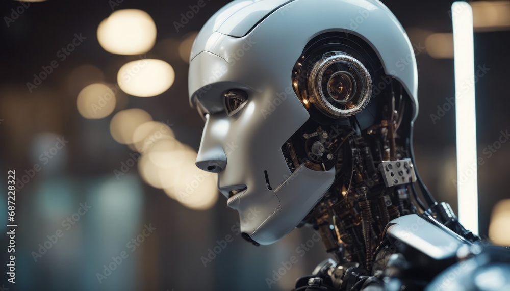 Fototapeta premium Portrait of a robot looking away