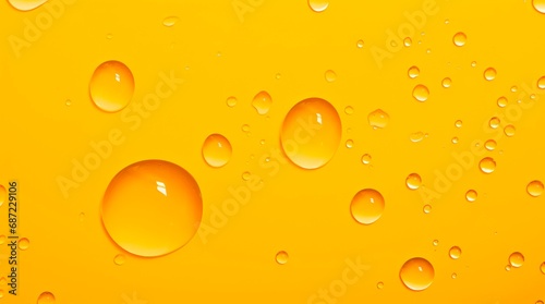 Water drops on yellow background.
