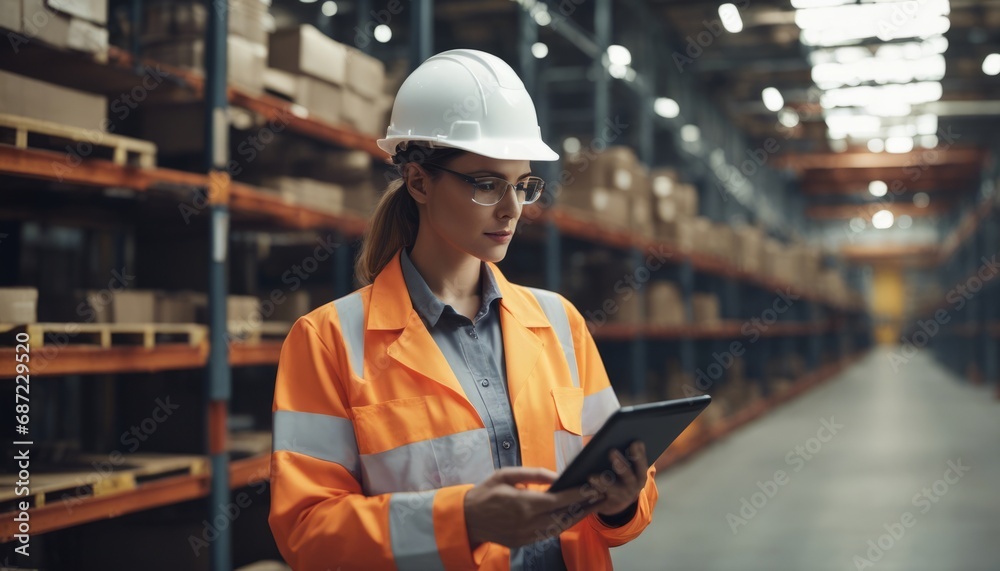 Professional Heavy Industry Engineer_Worker Wearing Safety Uniform and Hard Hat Uses Tablet Computer Professional Heavy Industry Engineer_Worker Wearing Safety Uniform and Hard Hat Uses Tablet Computer