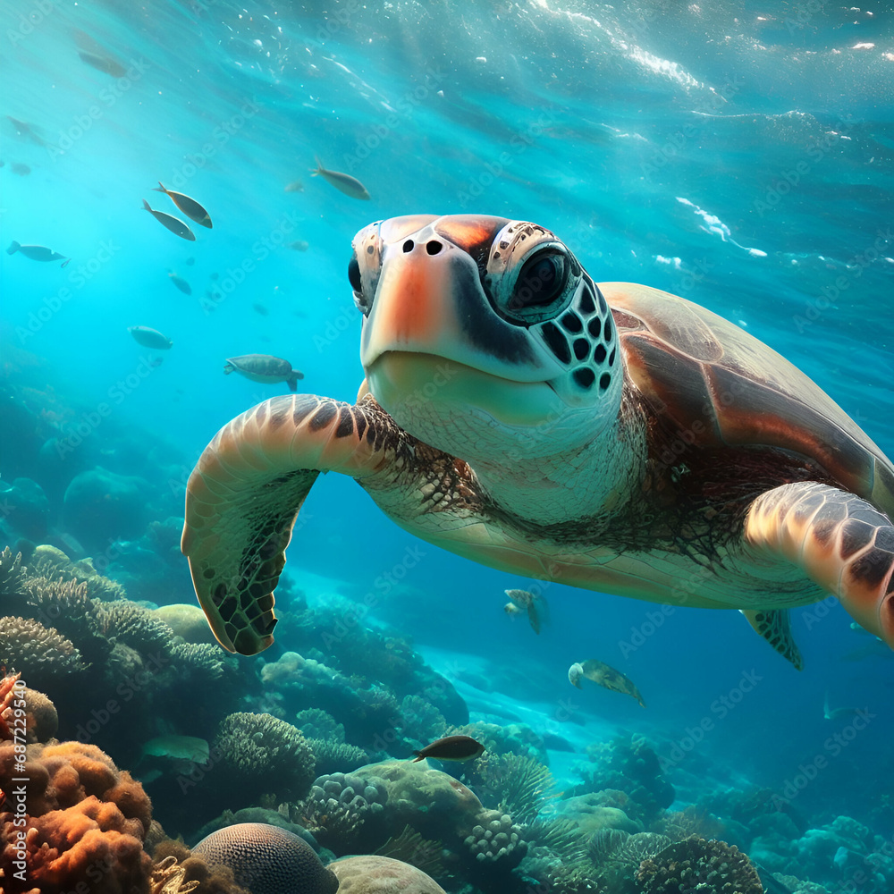 Obraz premium Tortuga nadando en el mar