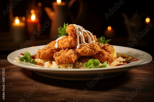 a delicious dish of fried chicken with spice