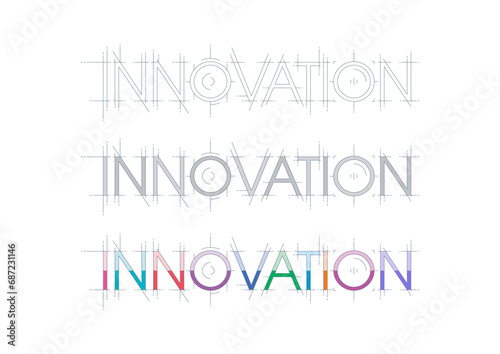 outline innovation word. technical drawing innovation word. innovation concept for business, growth, education, technology