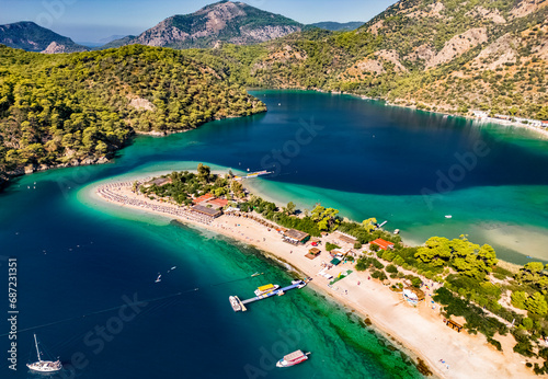 Aerial view of Oludeniz in district of Fethiye, Mugla, Turkey