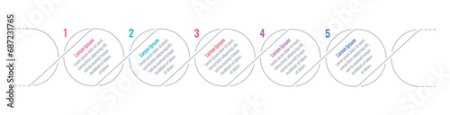 outline circles informational template. five options infographic template. business, education, magazine, annual report, internet information template