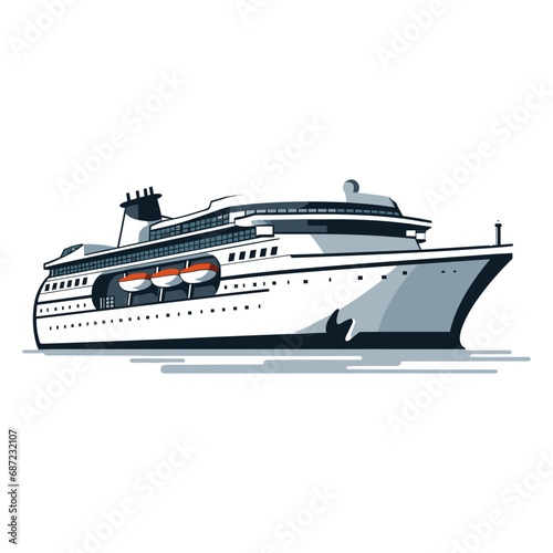 cruise ship illustration. Voyage passenger ship, nautical symbol. Marine holiday vacation, travelling design transport, generative ai © Tanvir