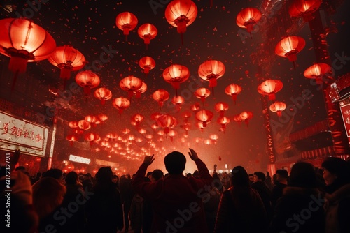 red lanterns on the street in chineese new year