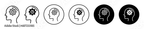 Curious Mind icon. person in doubt or in stress with negative or confuse thought and idea symbol set. curious mind or brain has query or confusion in head vector line logo
