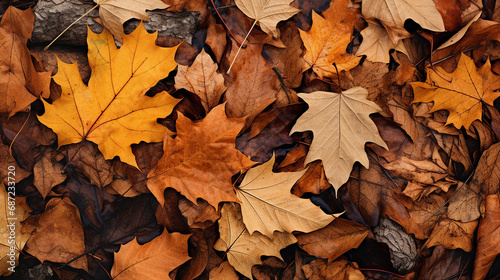 Autumn Leaves Blanketing Forest Floor Background