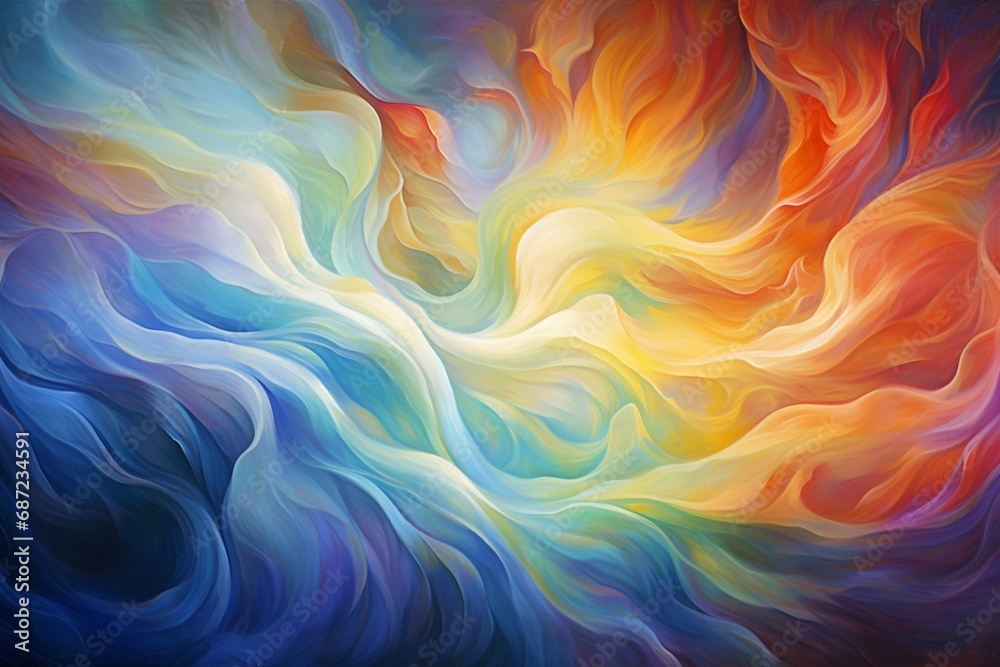 Harmonious waves of radiant energy merging and diverging in a symphony of light and color.