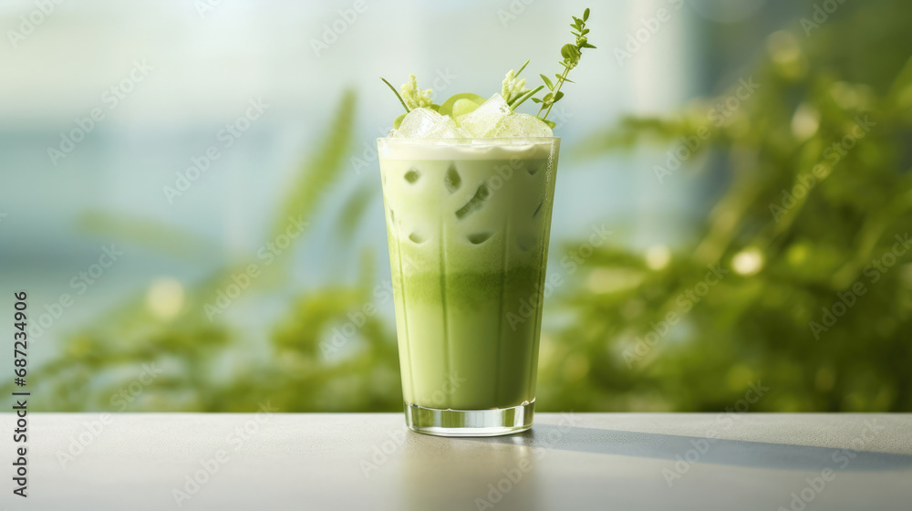 Green glass beverage refreshing milk drink fresh ice cold food healthy Green glass beverage refreshing milk drink fresh ice cold food healthy