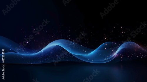 Abstract background with blue wave and stars, Generative AI illustrations.