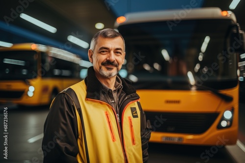 Portrait of a middle aged male bus driver